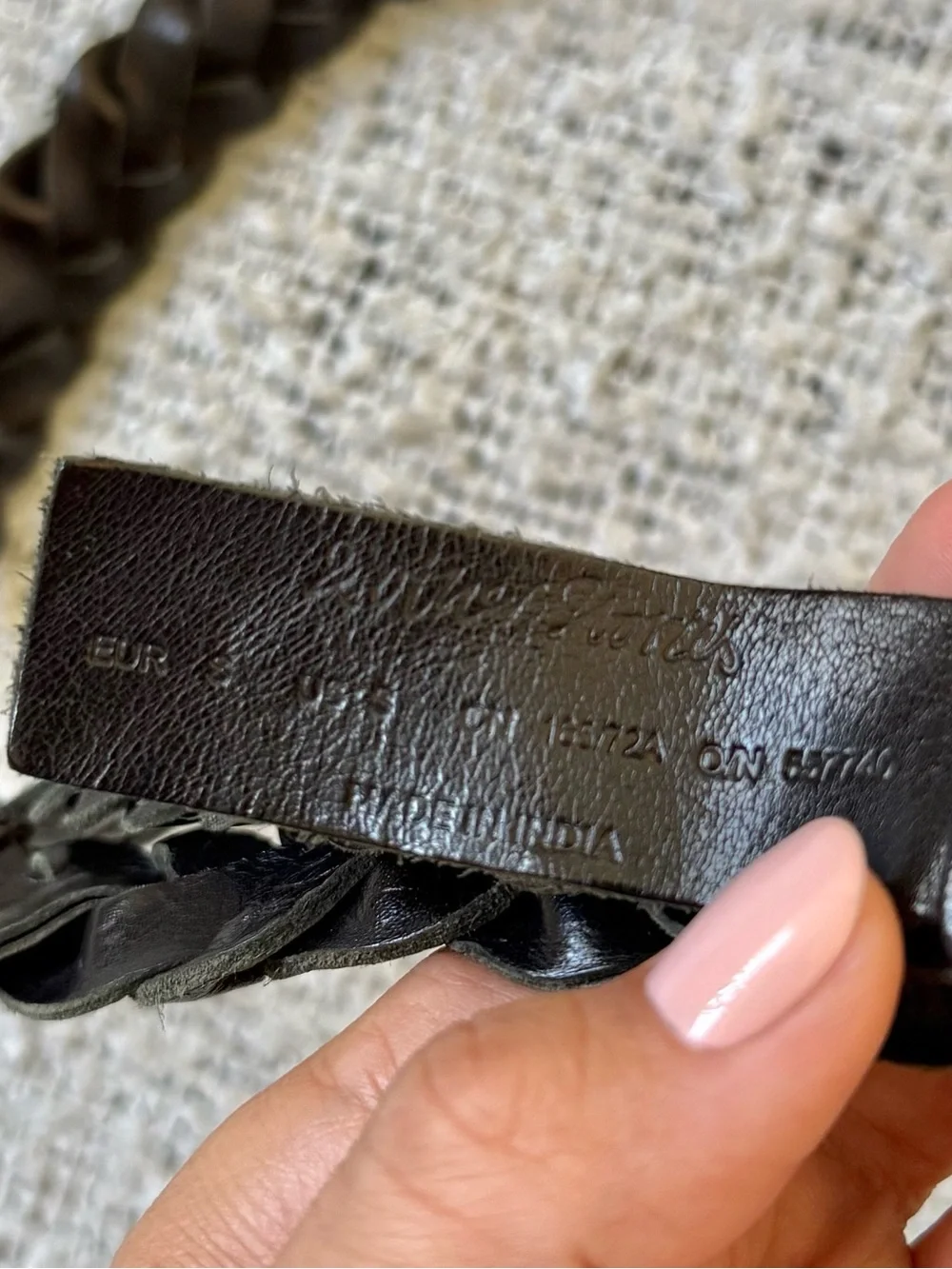 &Other Stories Black Braided Leather Belt Size S